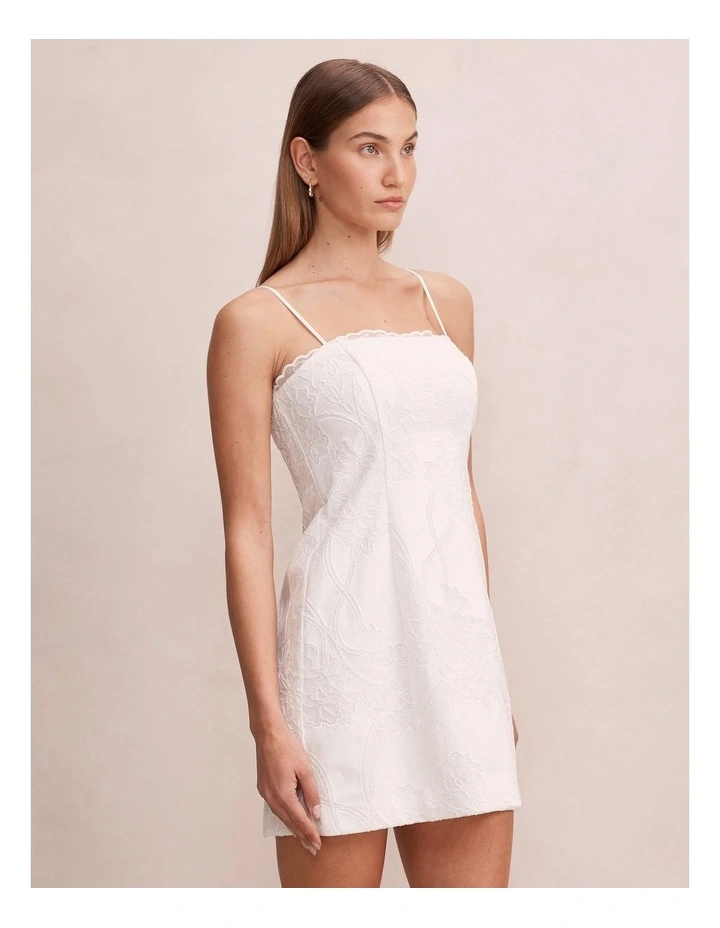 Annika All Over Lace Mini Dress in White image 3