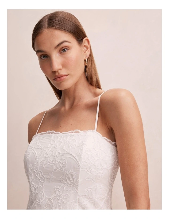 Annika All Over Lace Mini Dress in White image 4