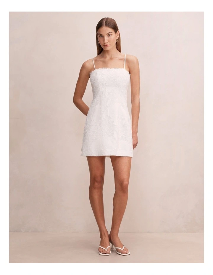 Annika All Over Lace Mini Dress in White image 5
