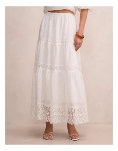 Naomi Elastic Maxi Skirt in White