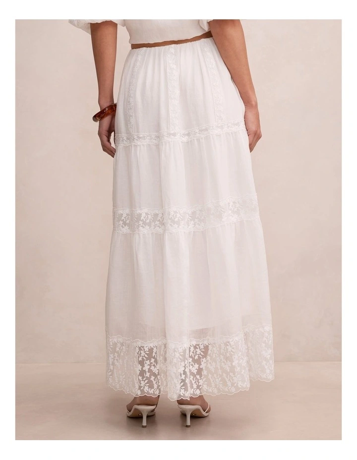 Naomi Elastic Maxi Skirt in White image 2