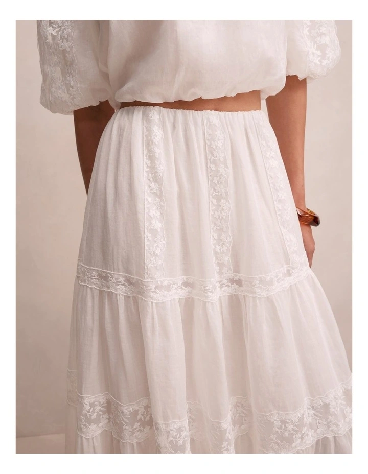 Naomi Elastic Maxi Skirt in White image 4