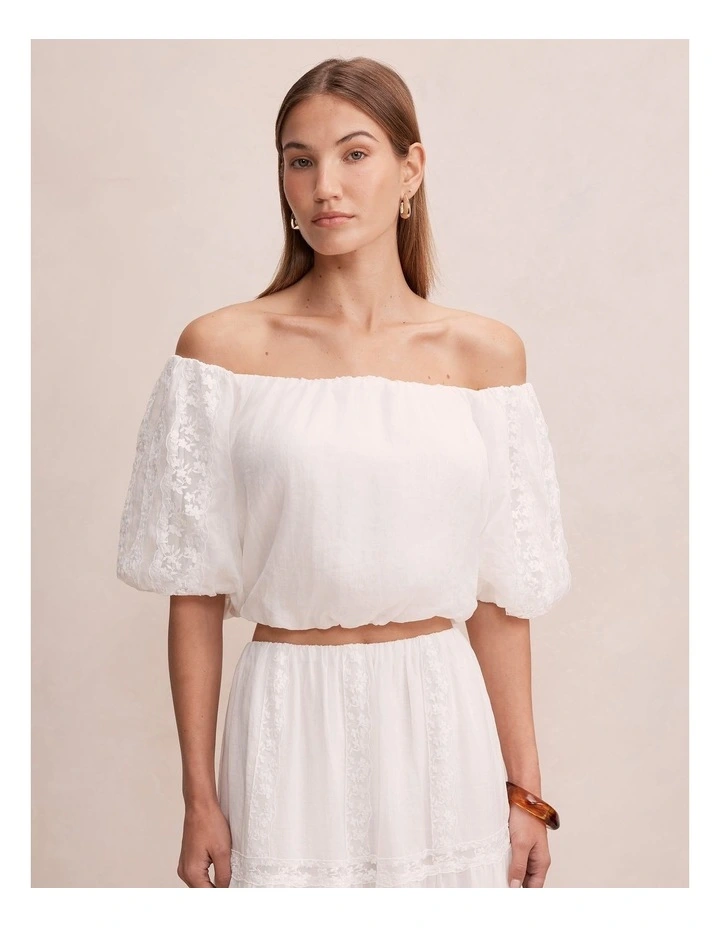 Naomi Off Shoulder Bubble Top in White image 1