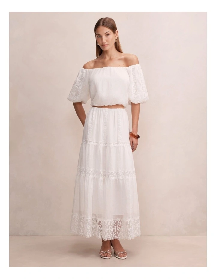 Naomi Off Shoulder Bubble Top in White image 5