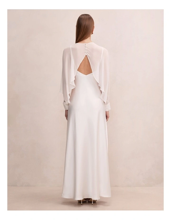 Electra Sleeves Cape Maxi Dress in White image 2