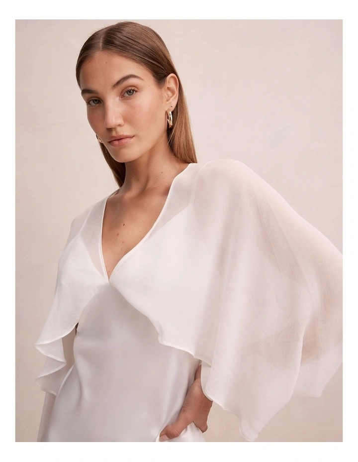 Electra Sleeves Cape Maxi Dress in White image 4