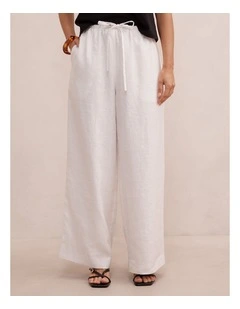Lily Linen Drawstring Pants in White