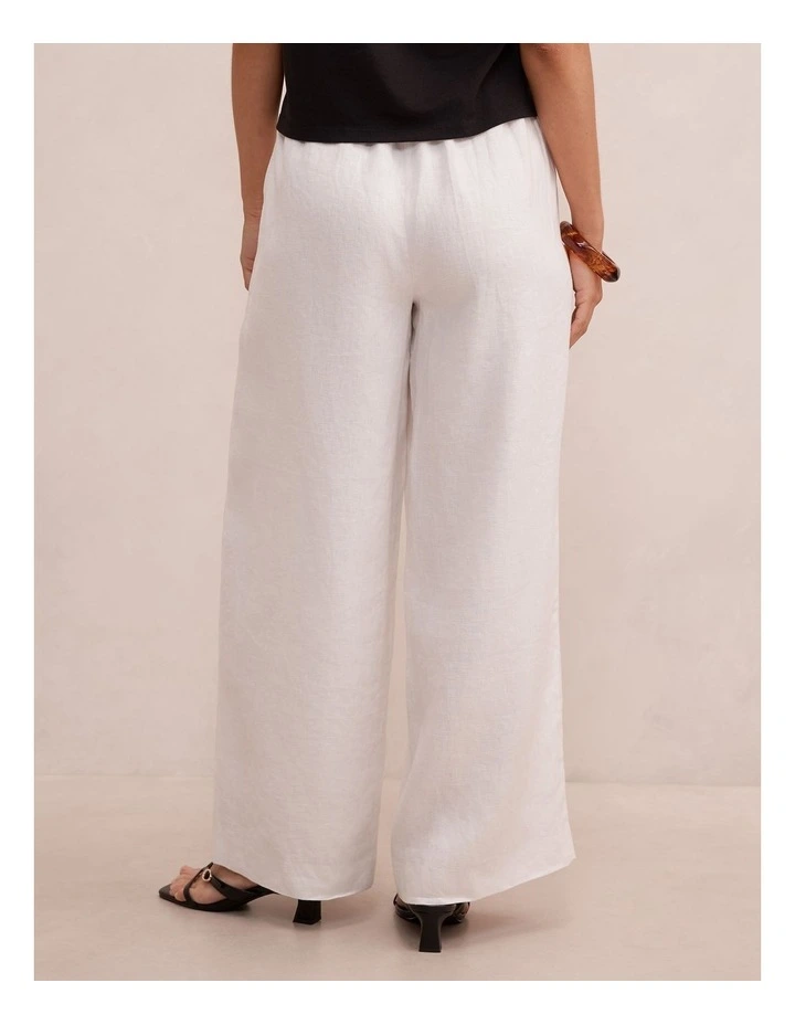 Lily Linen Drawstring Pants in White image 2