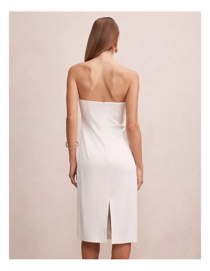Ivana Strapless Midi Dress in White image 2
