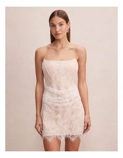 Brenna Corset Lace Mini Dress in White