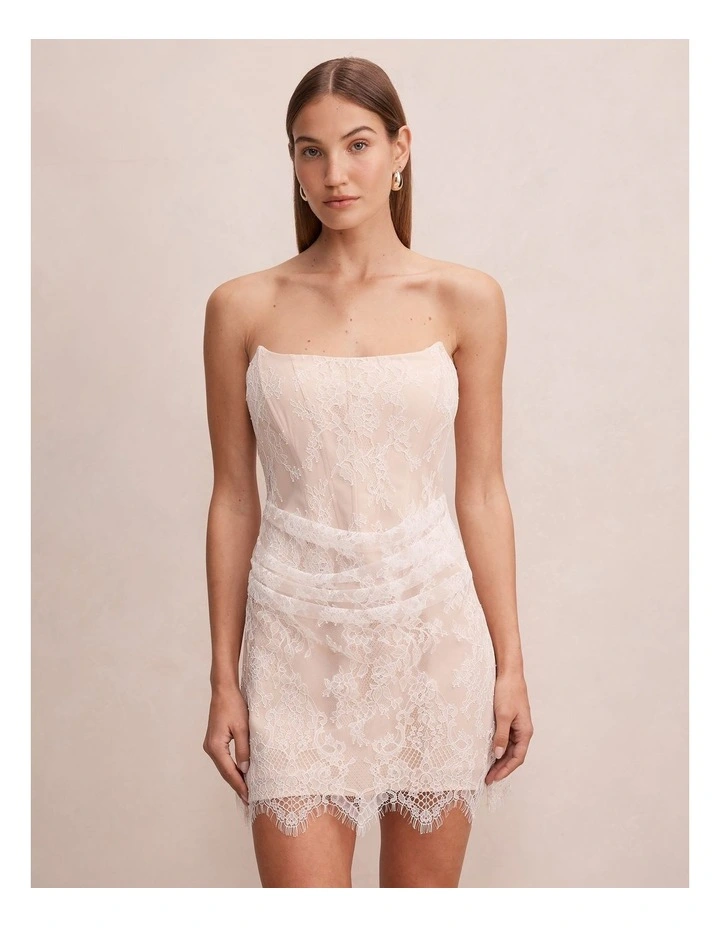 Brenna Corset Lace Mini Dress in White image 1