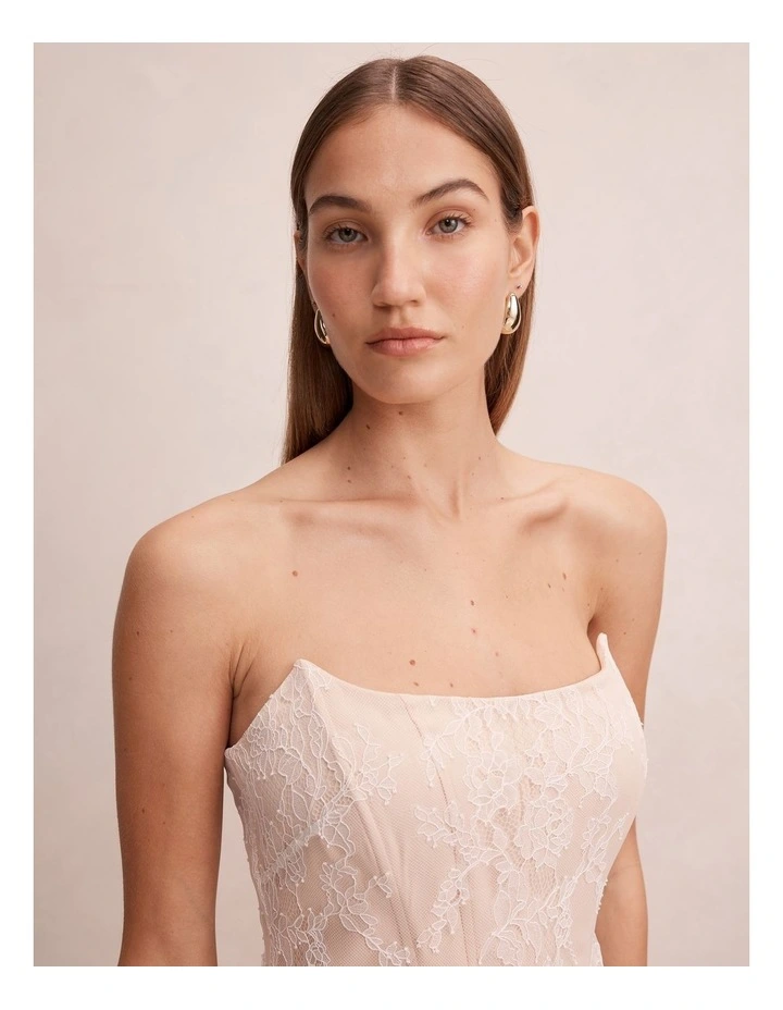 Brenna Corset Lace Mini Dress in White image 4