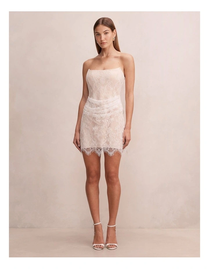 Brenna Corset Lace Mini Dress in White image 5