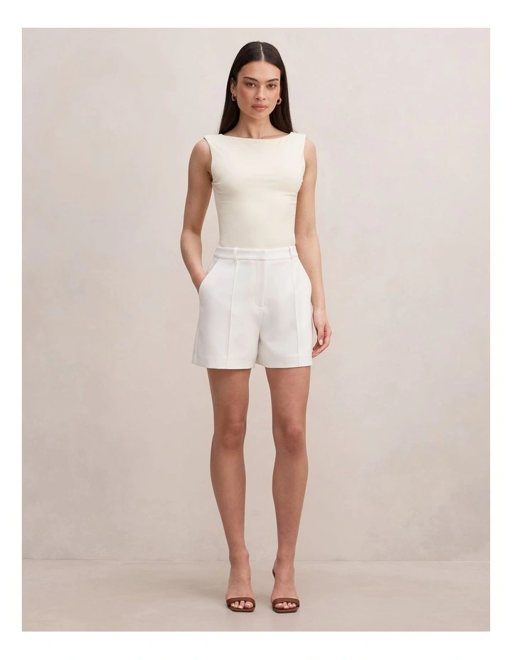 Chelsea Pintuck Shorts in White image 5