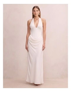Airlie Halter Neck Corset Maxi Dress in White