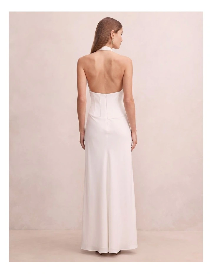 Airlie Halter Neck Corset Maxi Dress in White image 2