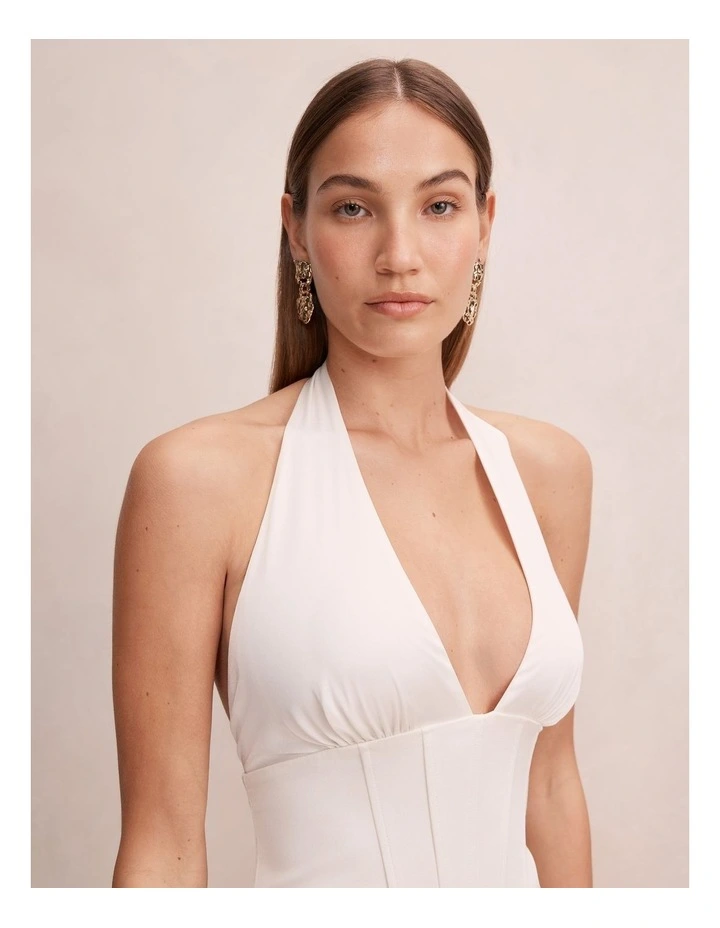 Airlie Halter Neck Corset Maxi Dress in White image 4