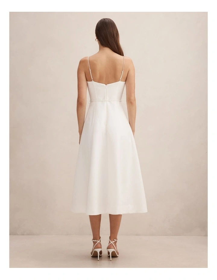 Rosie Flower Applique Midi Dress in White image 2