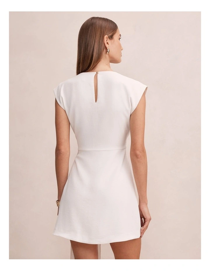 Peony Tie Front Mini Dress in White image 2