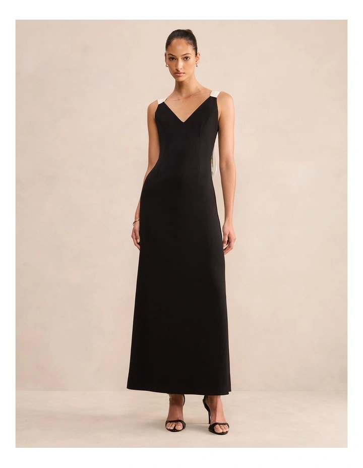 Odessa Bow Back Bodycon Dress in Black image 1