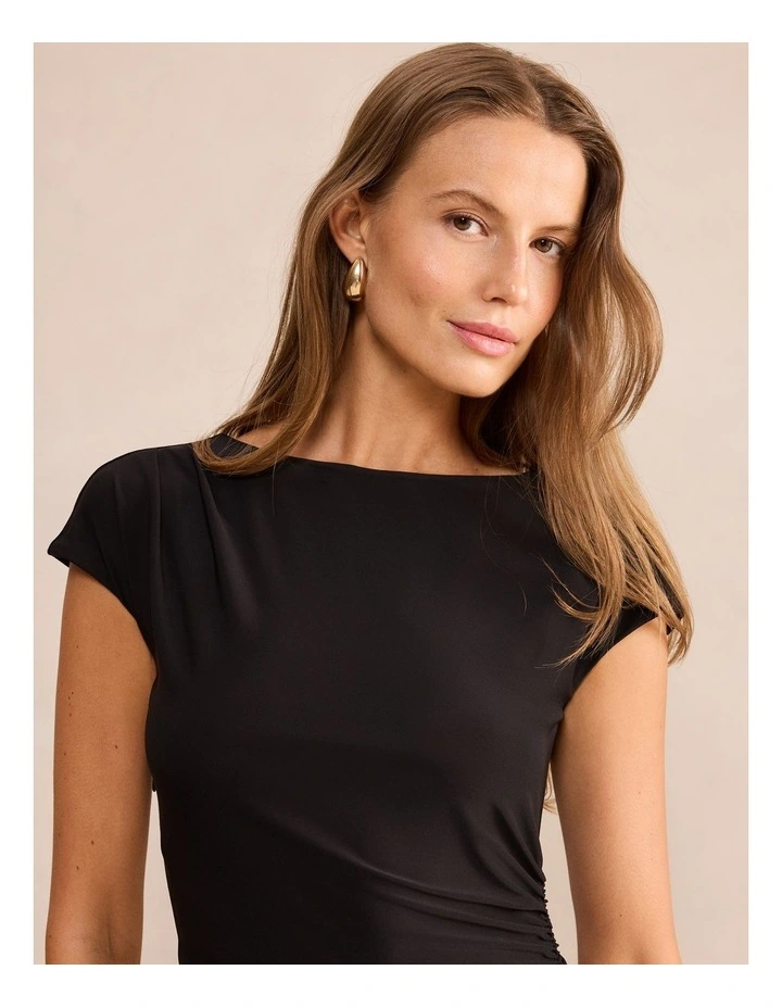 Eloise Short Sleeves Lace Mini Dress in Black image 4
