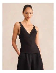 Goldie Lace Trim Cami in Black