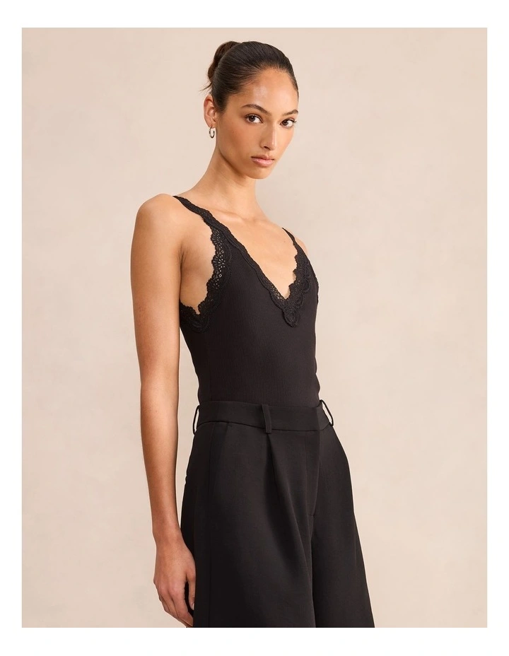 Goldie Lace Trim Cami in Black image 3