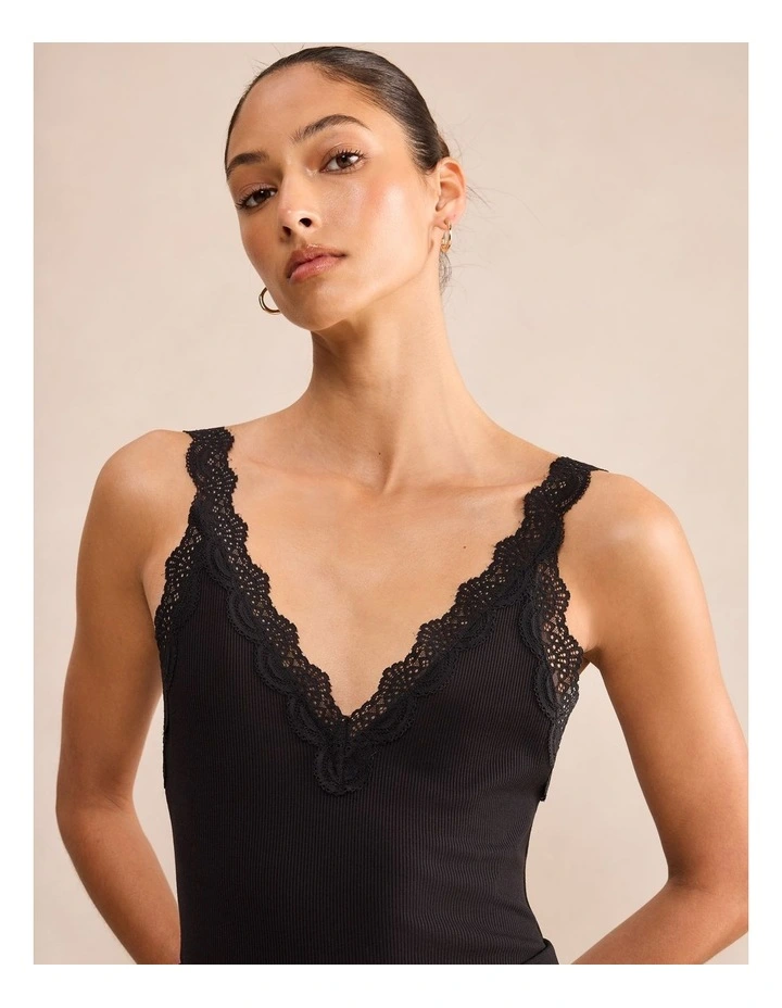 Goldie Lace Trim Cami in Black image 4