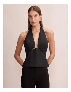Marley Hardware Halter Neck Top in Black