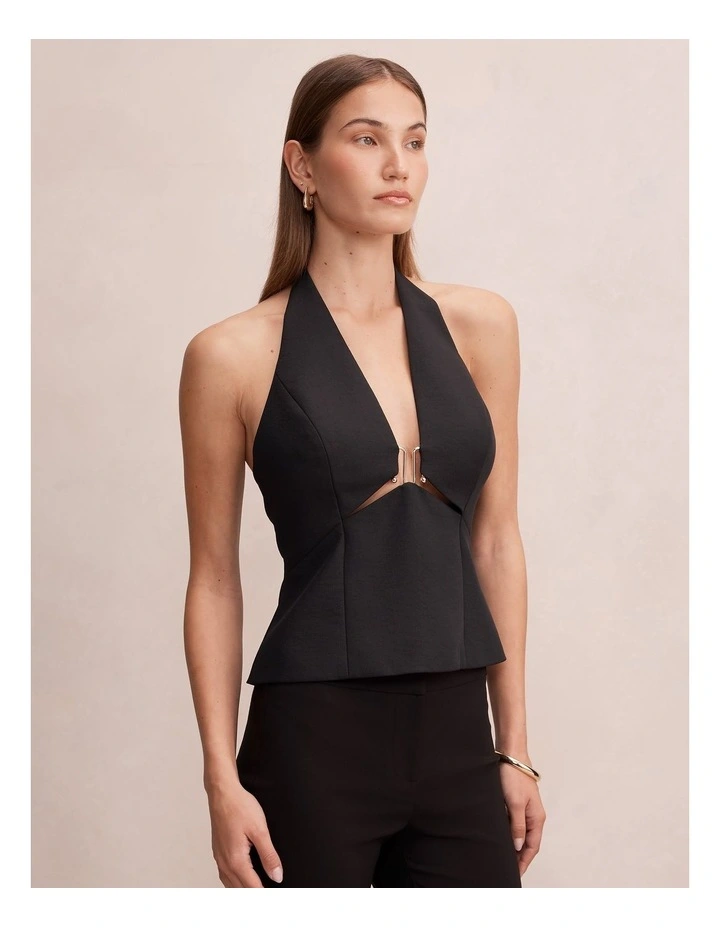 Marley Hardware Halter Neck Top in Black image 3