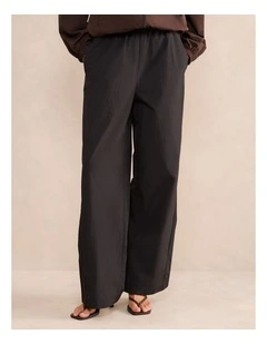 Billie Elastic Waist Wide Leg Pants in Black