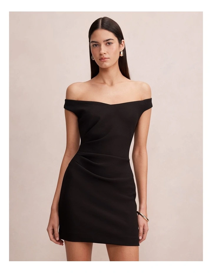 Margot Off Shoulder Mini Dress in Black image 1