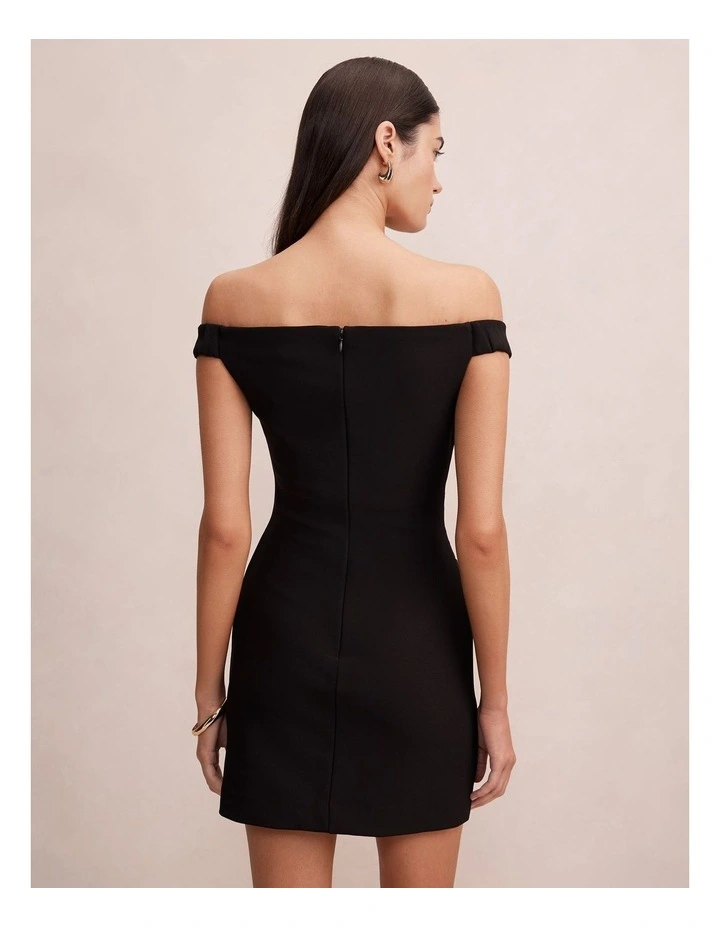 Margot Off Shoulder Mini Dress in Black image 2