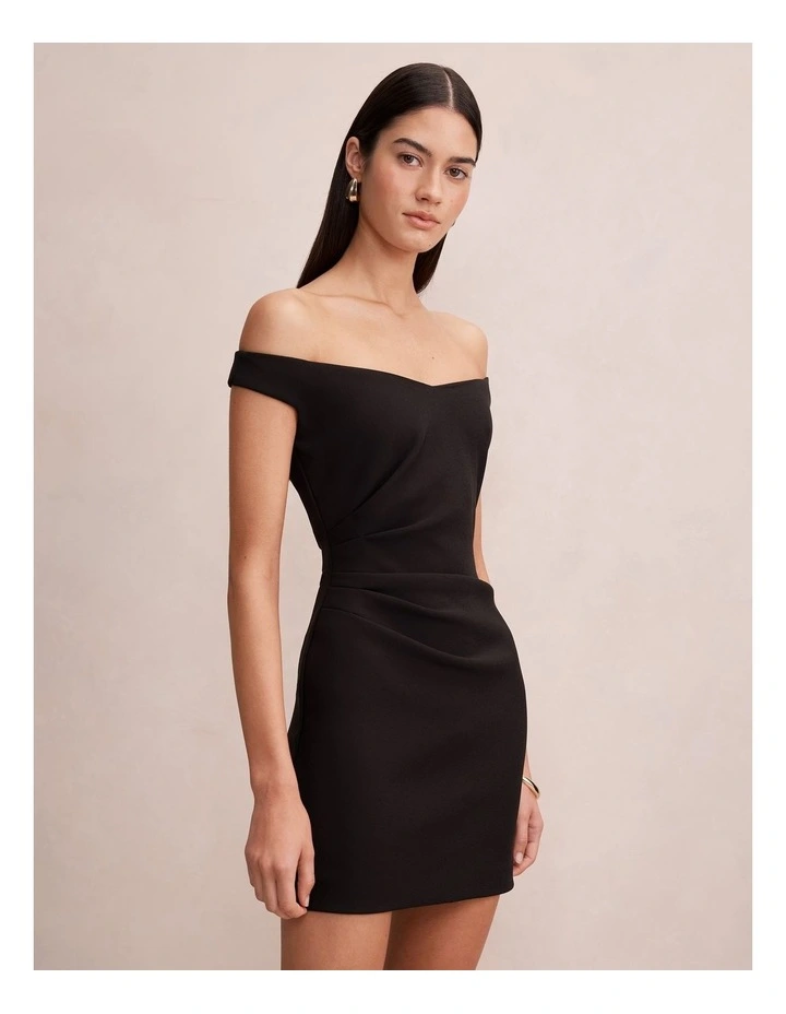 Margot Off Shoulder Mini Dress in Black image 3