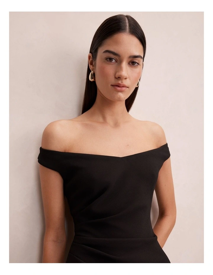 Margot Off Shoulder Mini Dress in Black image 4