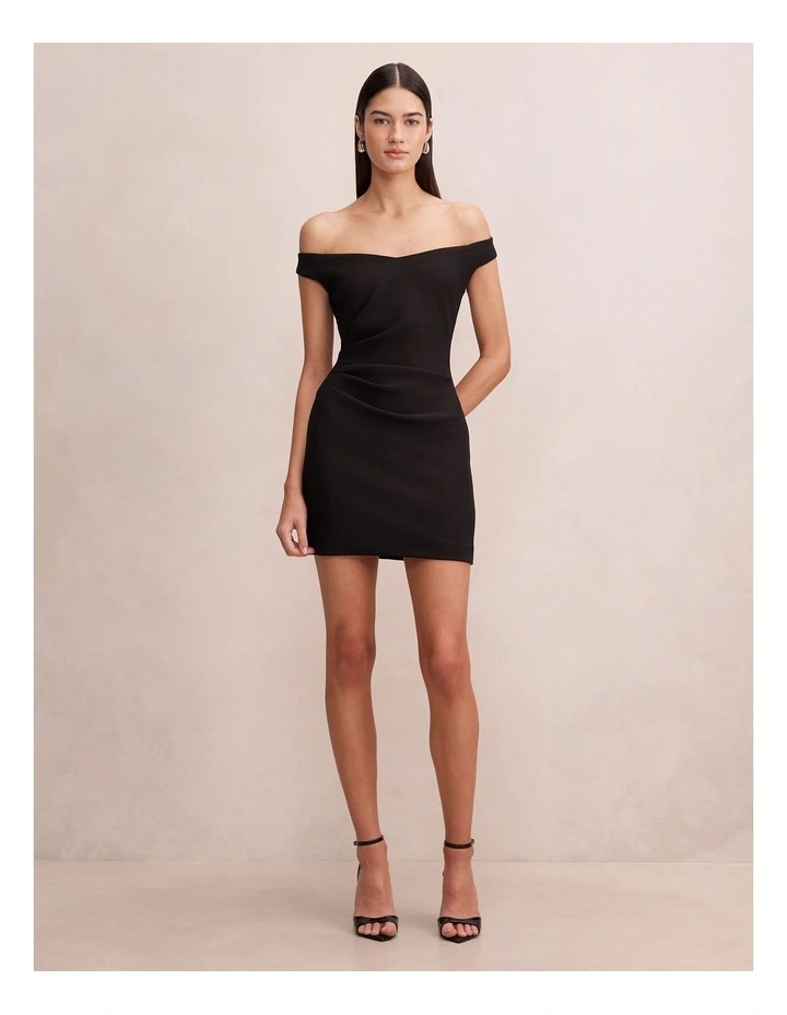 Margot Off Shoulder Mini Dress in Black image 5