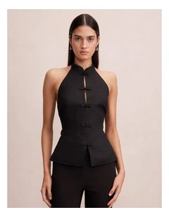 Isla Halter Neck Top in Black