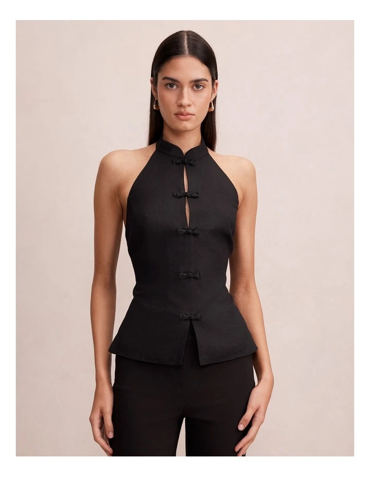 Isla Halter Neck Top in Black image 1