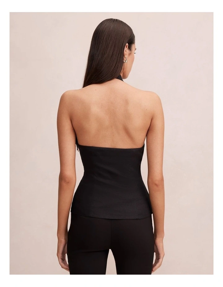 Isla Halter Neck Top in Black image 2