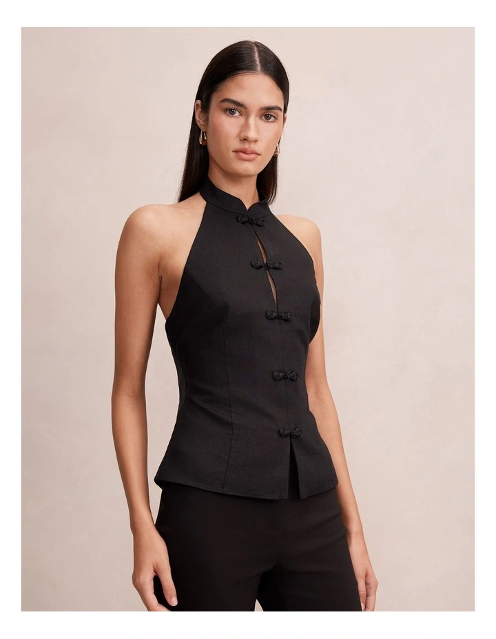 Isla Halter Neck Top in Black image 3
