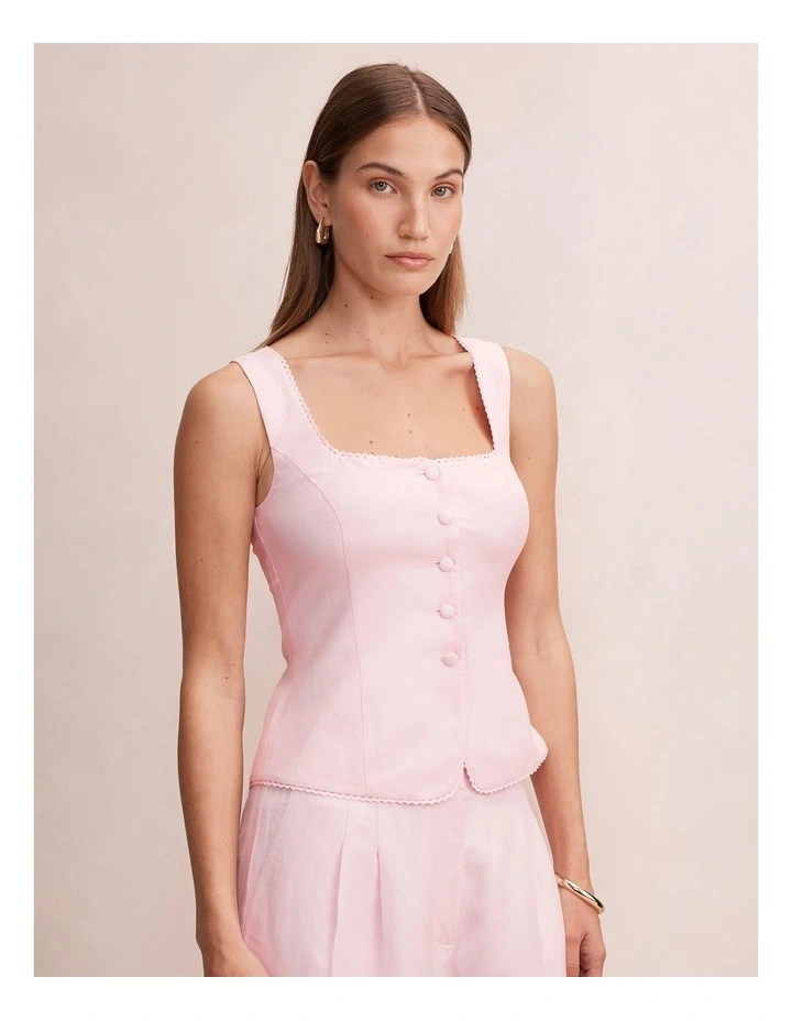 Romy Button Top in Pink image 3