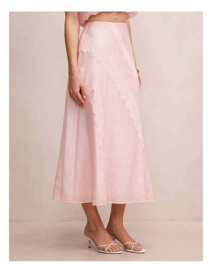 Maeve Lace Detail Skirt in Pink image 3