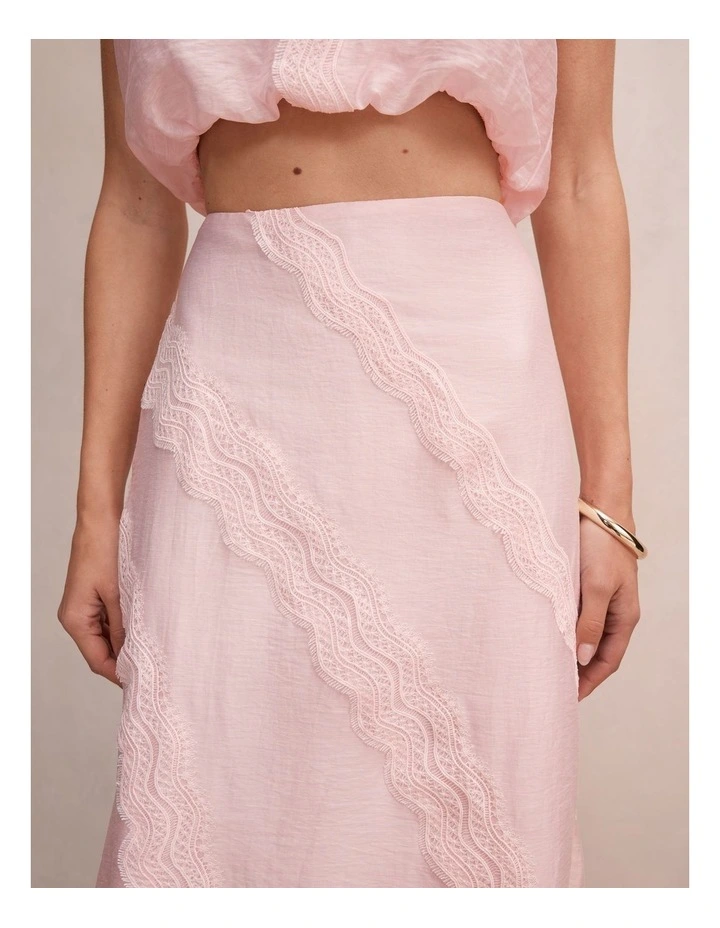 Maeve Lace Detail Skirt in Pink image 4