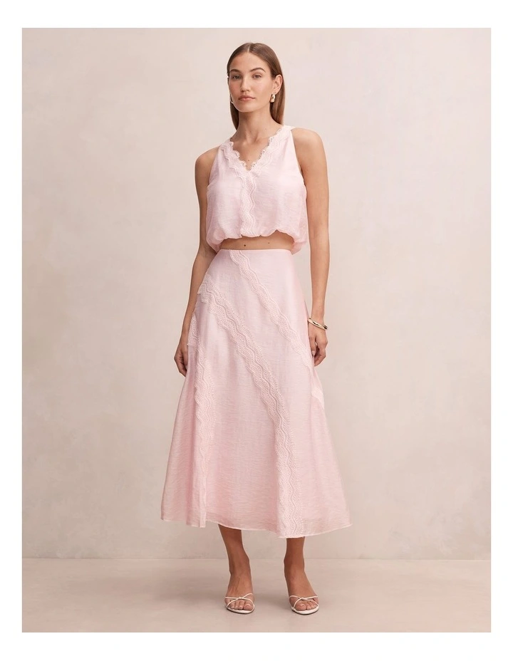 Maeve Lace Detail Skirt in Pink image 5