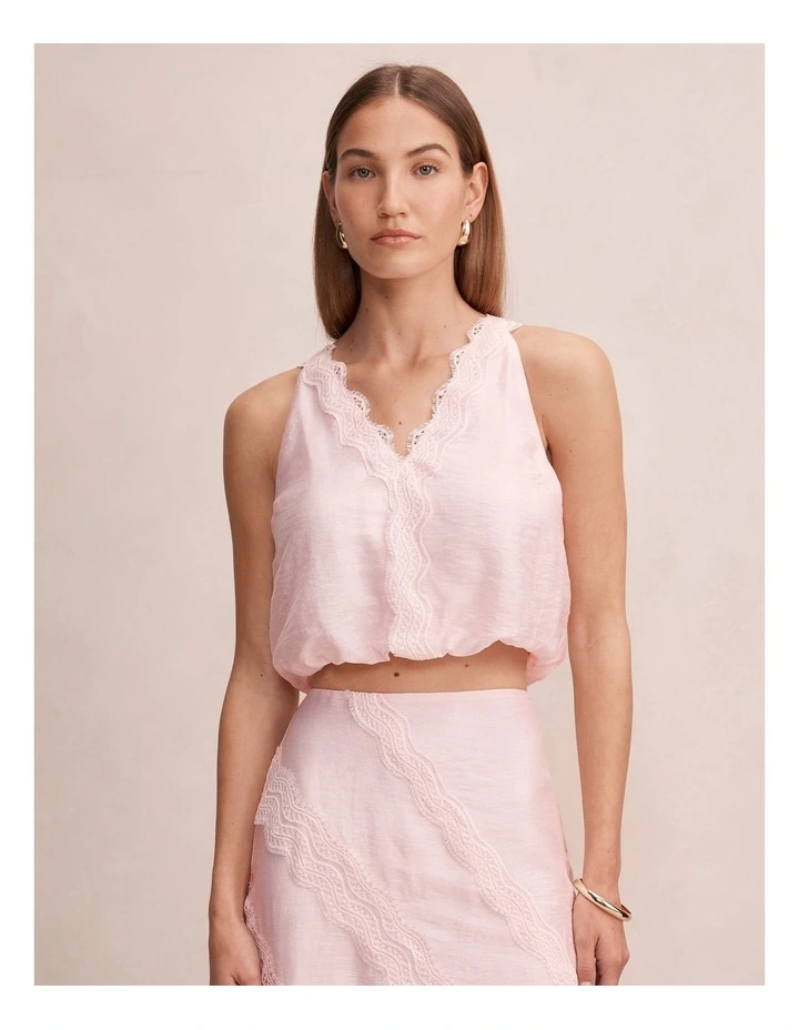 Maeve Lace Tie Top in Pink image 1