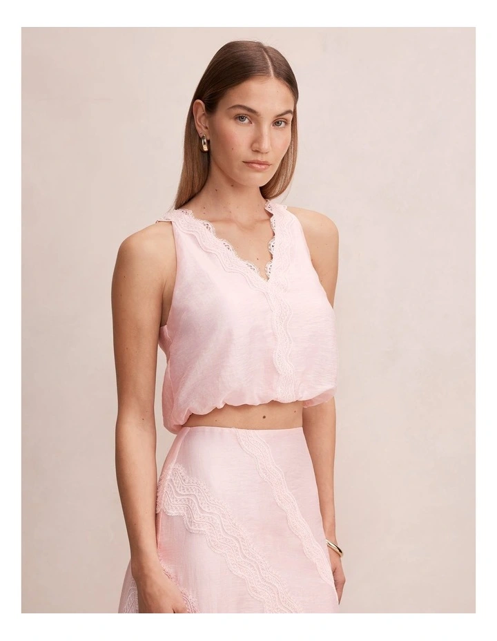 Maeve Lace Tie Top in Pink image 3