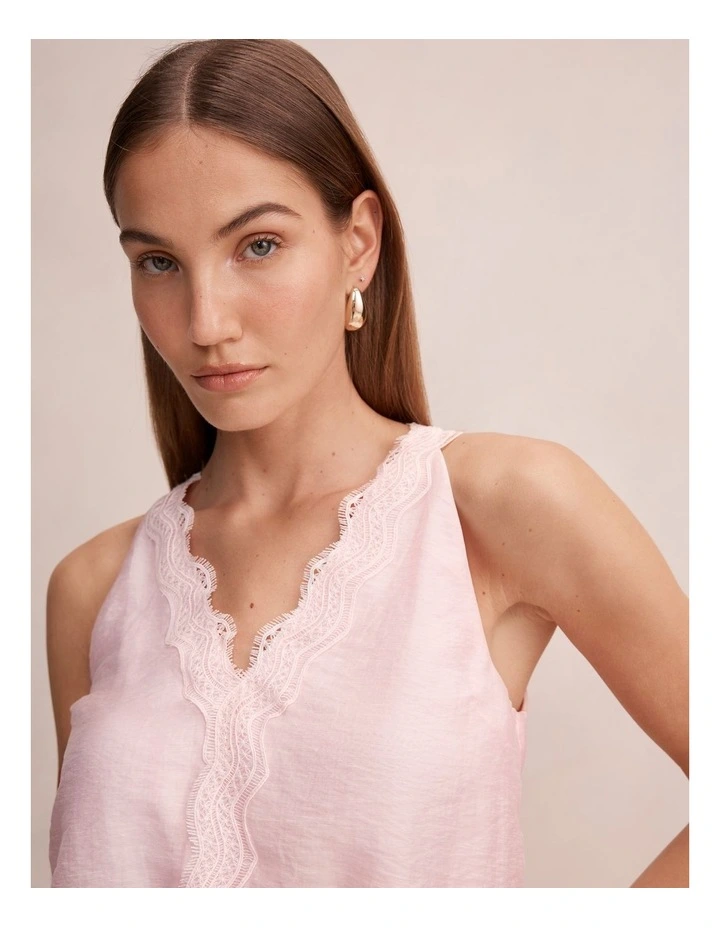 Maeve Lace Tie Top in Pink image 4