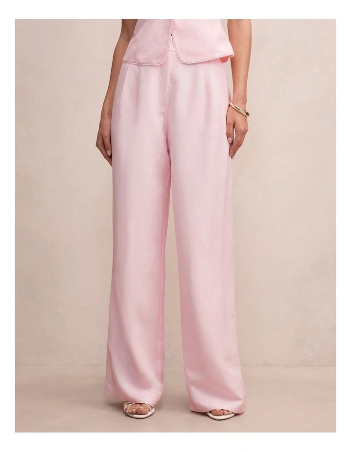 Eva Linen Wide Leg Pants in Pink image 1
