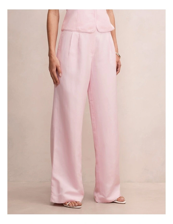 Eva Linen Wide Leg Pants in Pink image 3