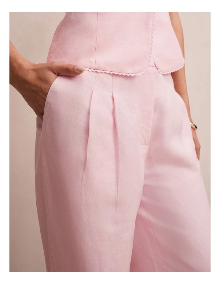 Eva Linen Wide Leg Pants in Pink image 4